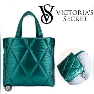 Victoria 's secret teal puffer tote